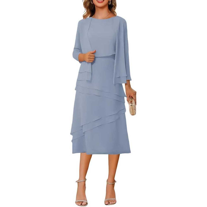 3/4 Sleeves 2 Piece Mother of The Bride Dresses Wedding Formal Event Dress Suit