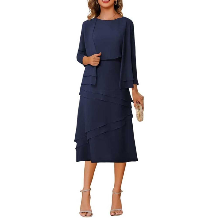 3/4 Sleeves 2 Piece Mother of The Bride Dresses Wedding Formal Event Dress Suit