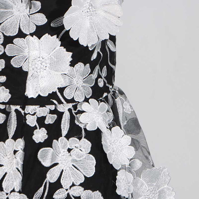 3D Floral Flower Strapless Midi Dress