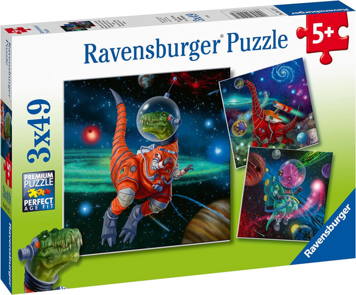 3x49 Piece Children's Jigsaw Puzzle - Dinosaurs in Space | Ravensburger