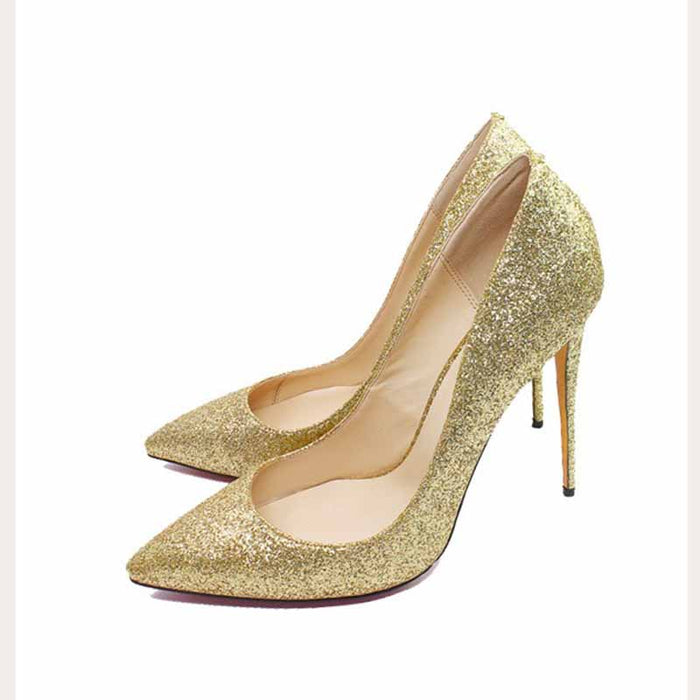 4.72 Inch Point Toe Shiny Glitter Prom Pumps | Women’s High Heel Party Shoes