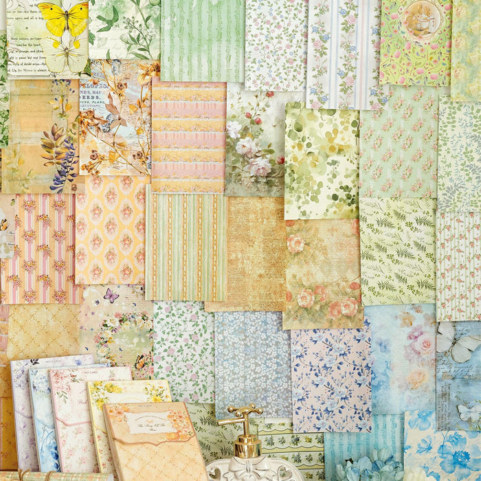 50 Pcs Basic Floral Scrapbook Paper QFHJ