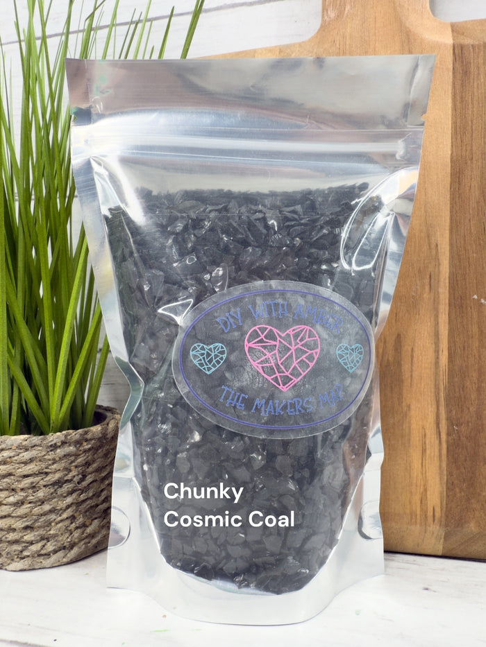 8 oz. Chunky Cosmic Coal Crushed Glass 3-6 mm
