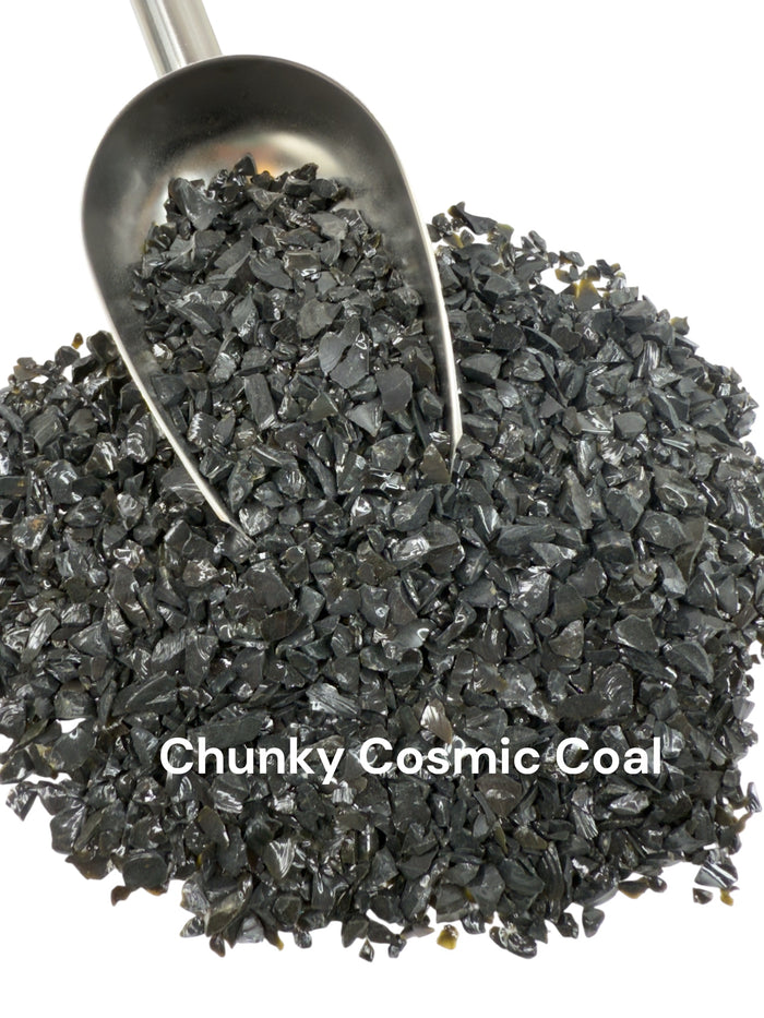 8 oz. Chunky Cosmic Coal Crushed Glass 3-6 mm