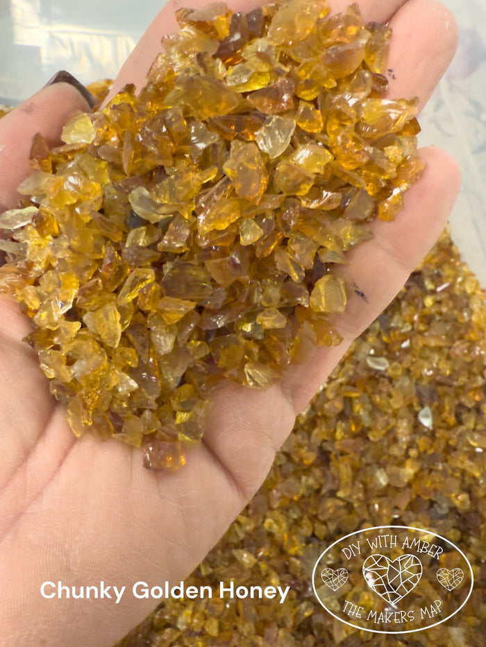 8 oz. Chunky Golden Honey Crushed Glass 3-6 mm