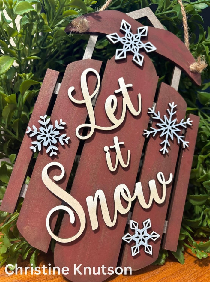 9 in Let it Snow Sled Sign DIY Craft Kit
