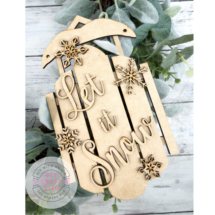 9 in Let it Snow Sled Sign DIY Craft Kit