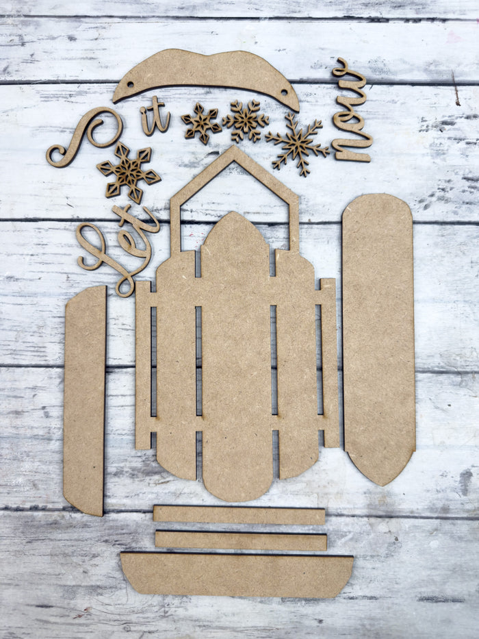 9 in Let it Snow Sled Sign DIY Craft Kit