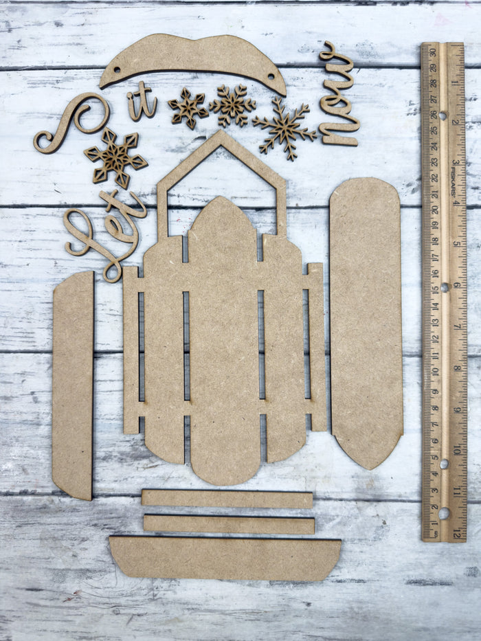 9 in Let it Snow Sled Sign DIY Craft Kit