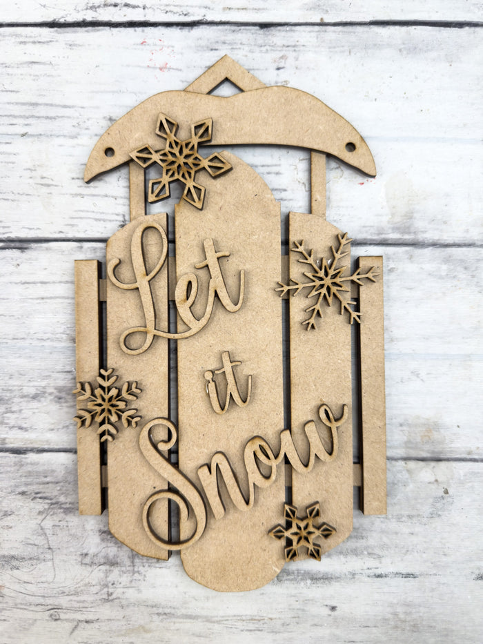 9 in Let it Snow Sled Sign DIY Craft Kit