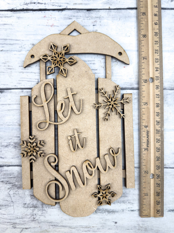 9 in Let it Snow Sled Sign DIY Craft Kit