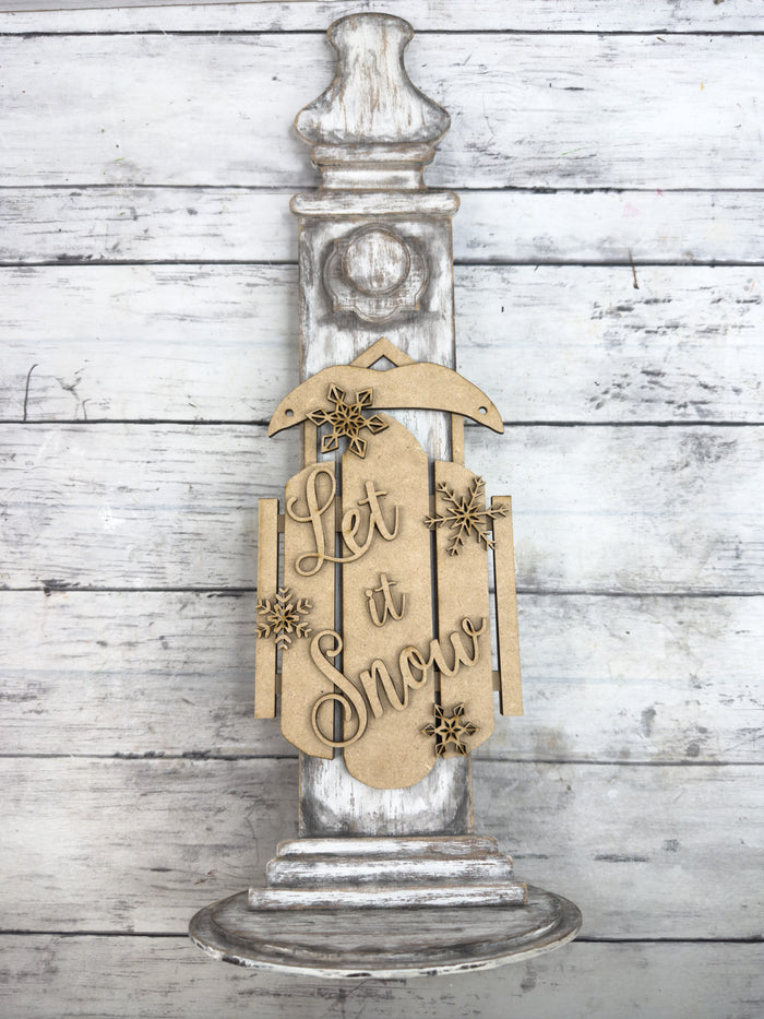 9 in Let it Snow Sled Sign DIY Craft Kit