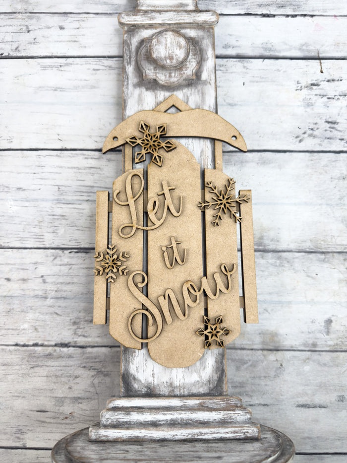 9 in Let it Snow Sled Sign DIY Craft Kit
