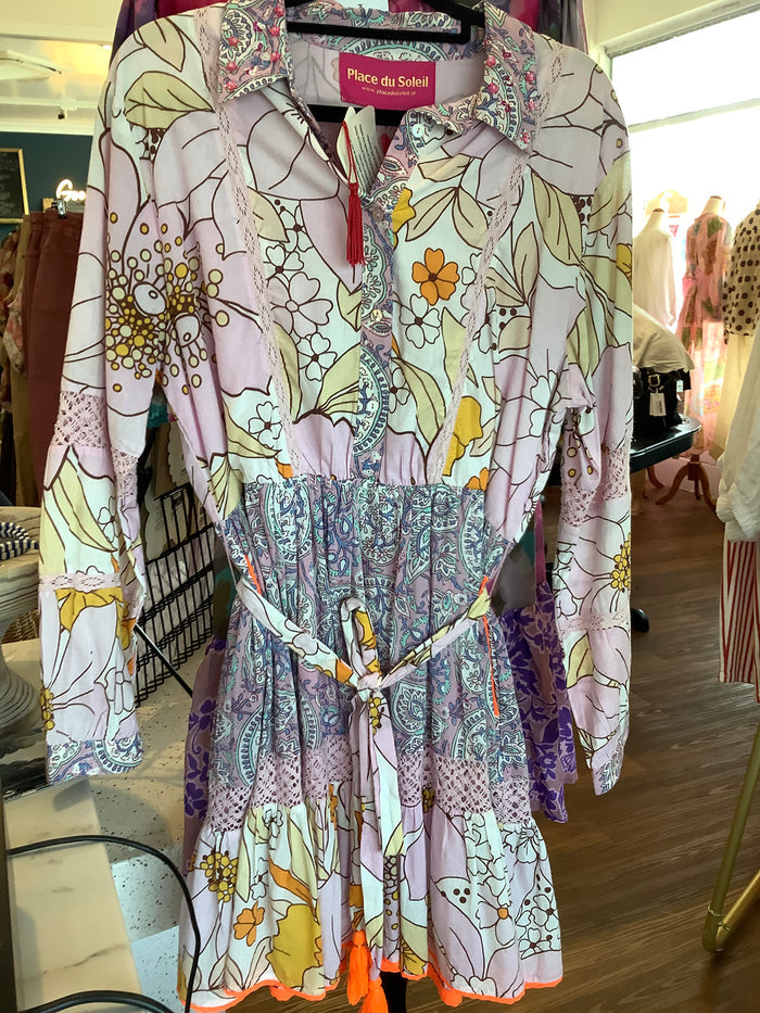 Place Du Soleil Emma Pink Floral  Multi Dress S24-109