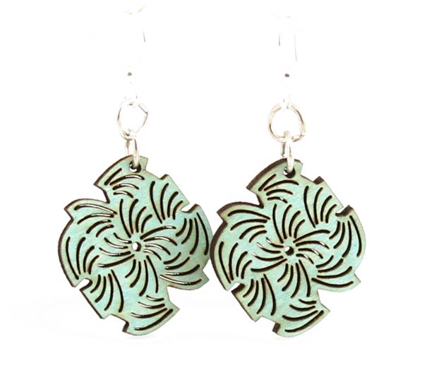 Abstract lined blossom earrings with fine line work, eco-friendly jewelry made in USA
