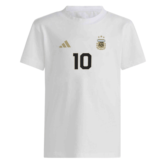 adidas Youth Argentina Lionel Messi T-Shirt 24/25 (White) | SoccerWearhouse