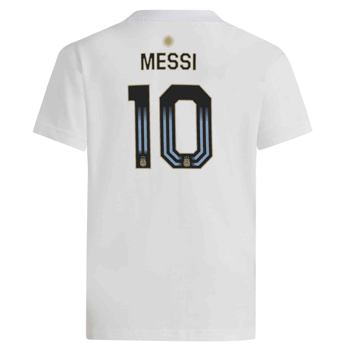 adidas Youth Argentina Lionel Messi T-Shirt 24/25 (White) | SoccerWearhouse