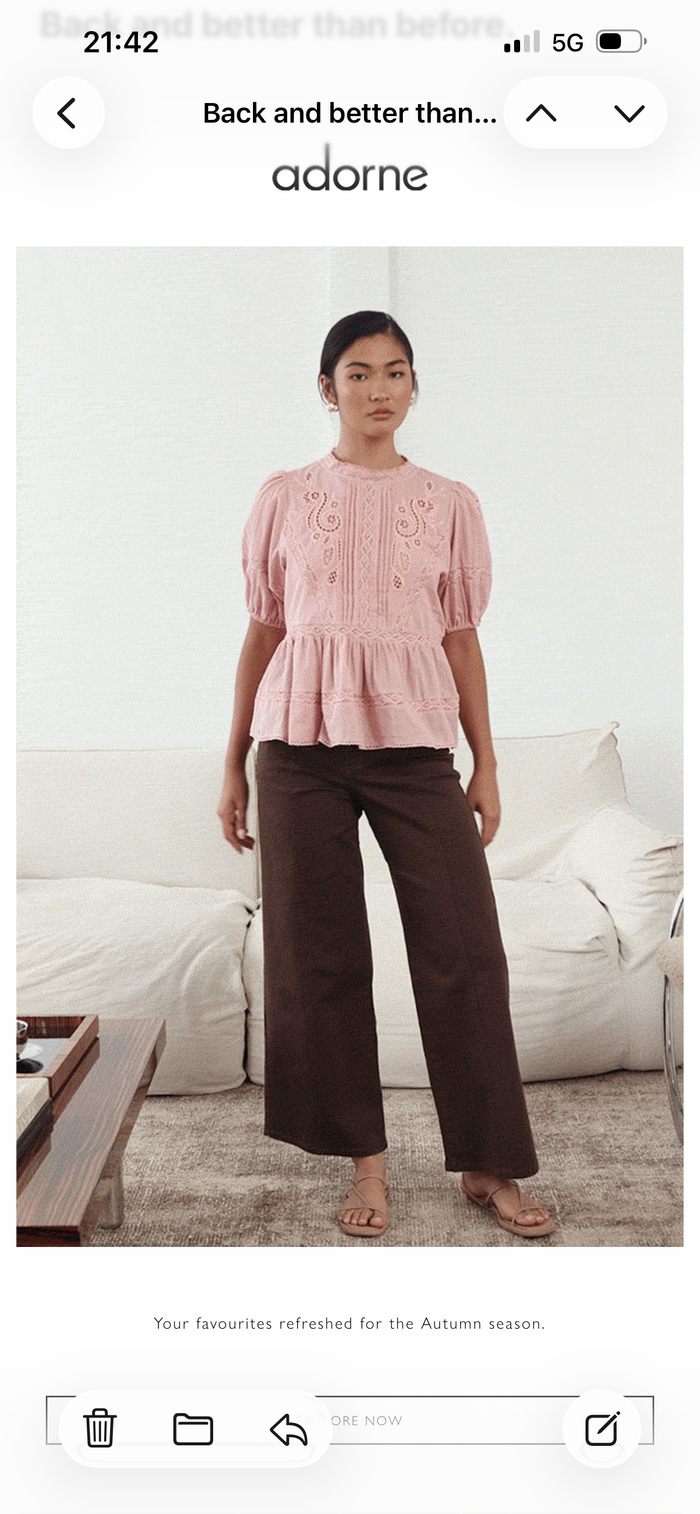 Adorne Ophelia Boho Peplum top