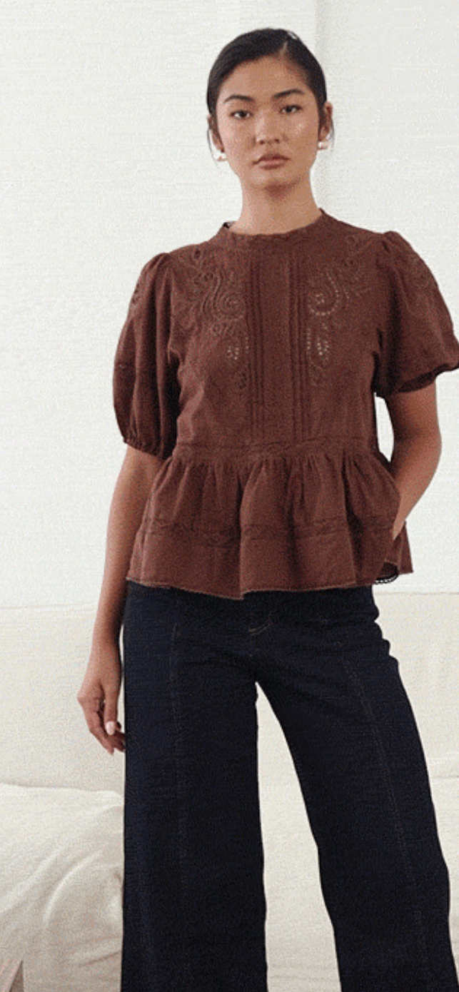 Adorne Ophelia Boho Peplum top