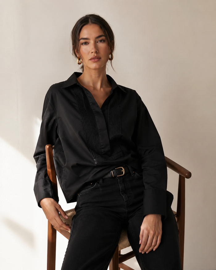 Adorne YURI POPLIN SHIRT Black