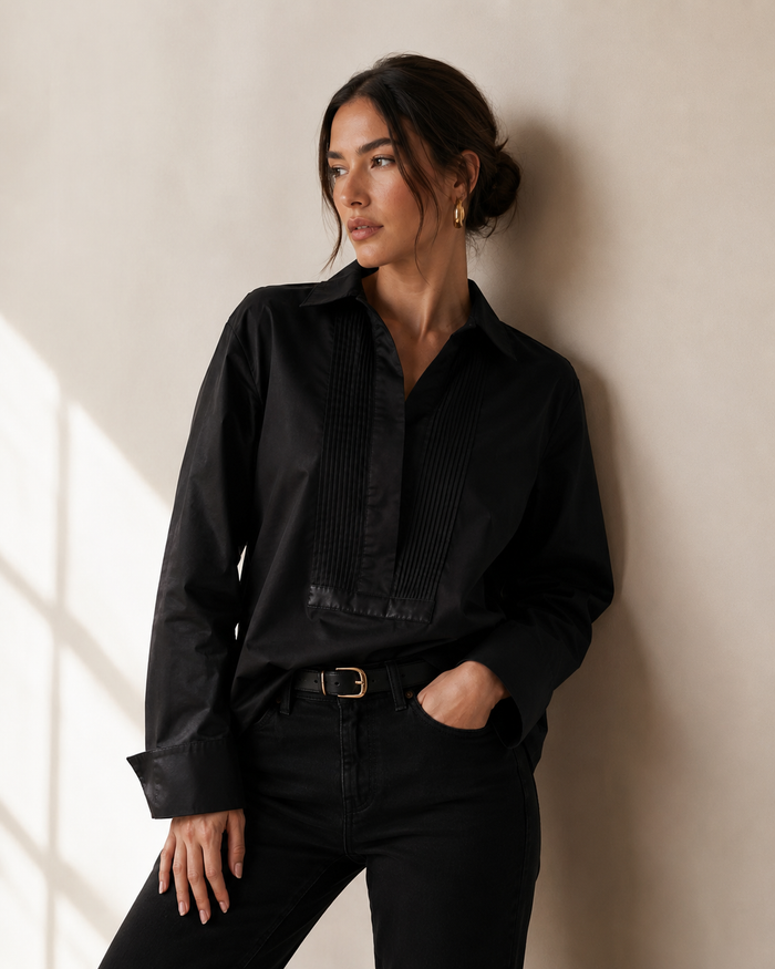 Adorne YURI POPLIN SHIRT Black
