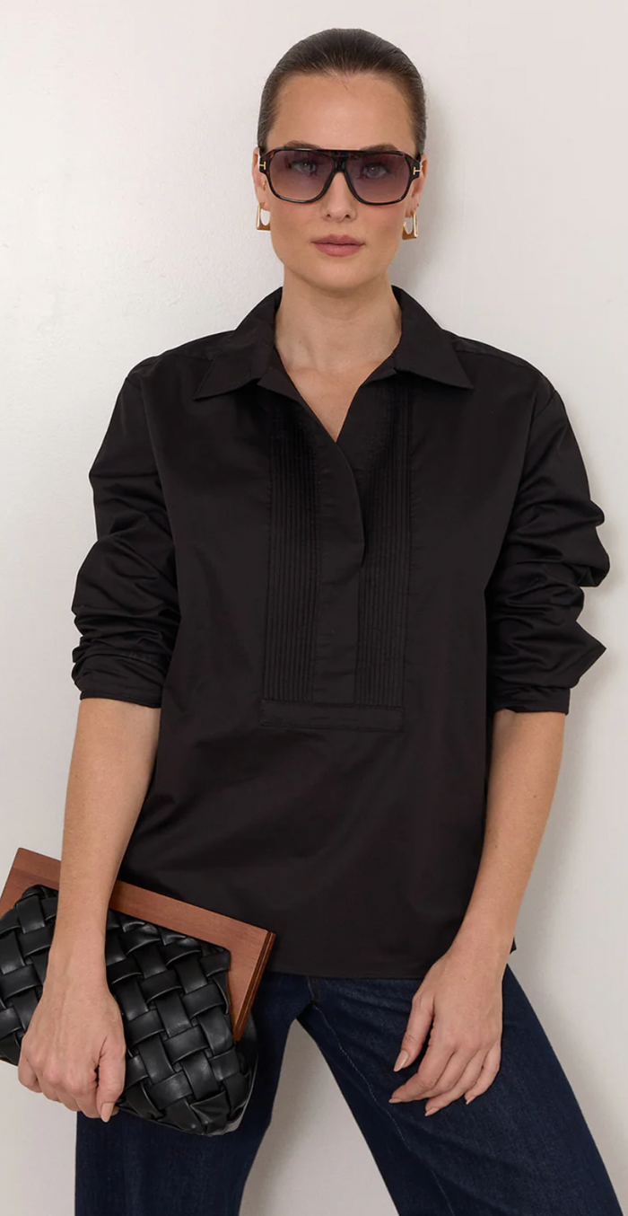 Adorne YURI POPLIN SHIRT Black