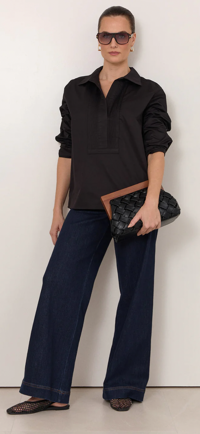 Adorne YURI POPLIN SHIRT Black