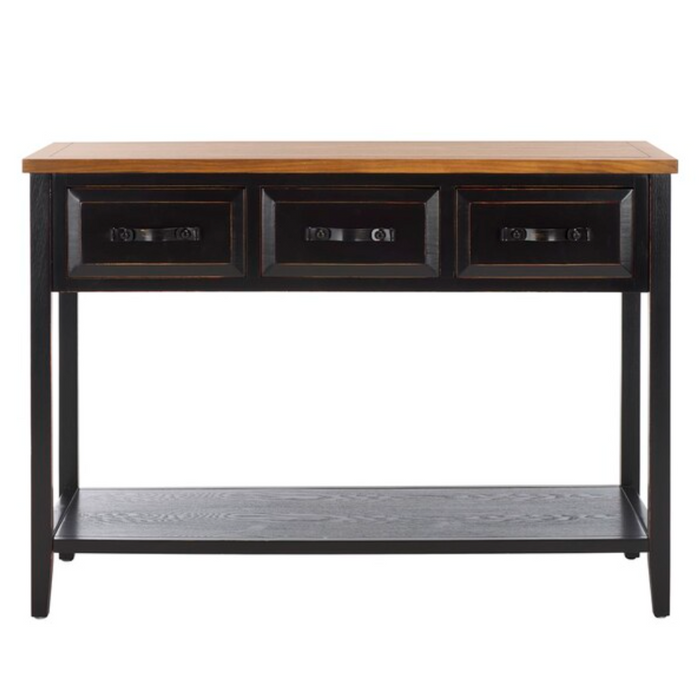 Aiden Console Table in Black and Oak with 3 Drawers & 1 Shelf