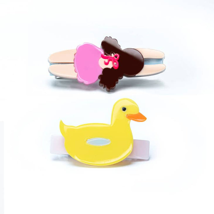 Alligator Clips - Swimming Girl + Duck Float