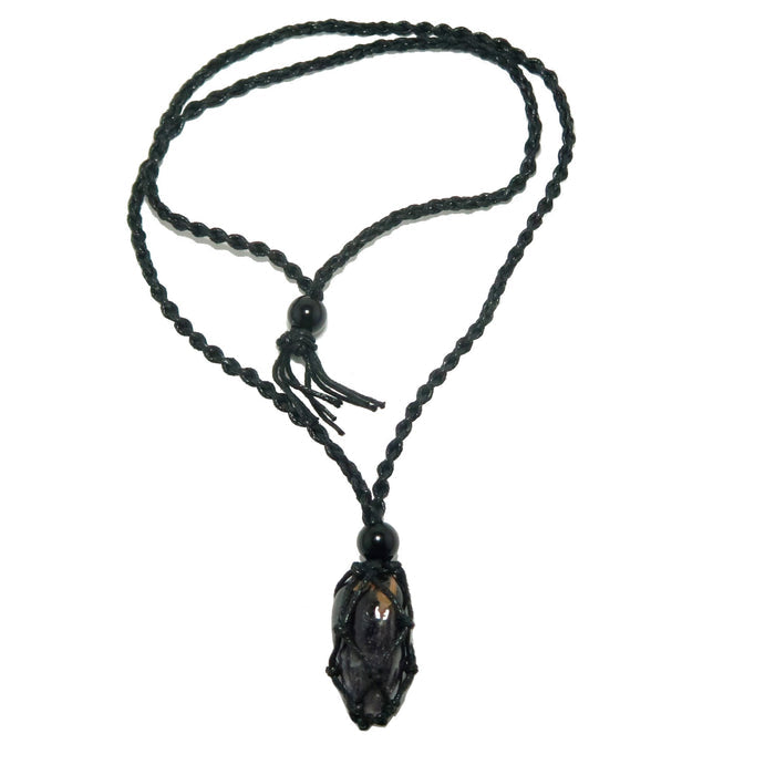amethyst macrame necklace