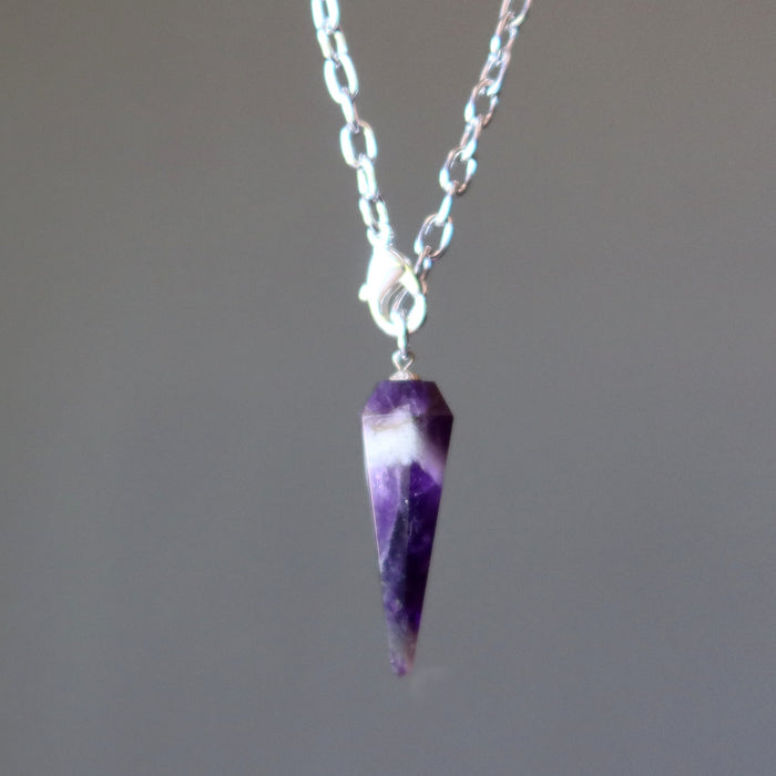 chevron amethyst pendulum necklace