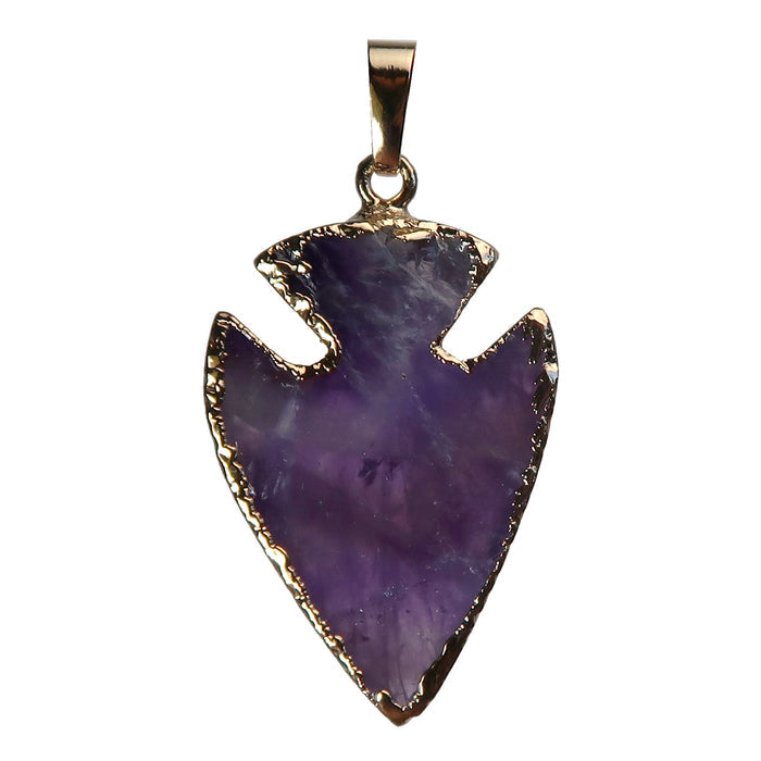purple Arrowhead gold plated framed Amethyst Pendant