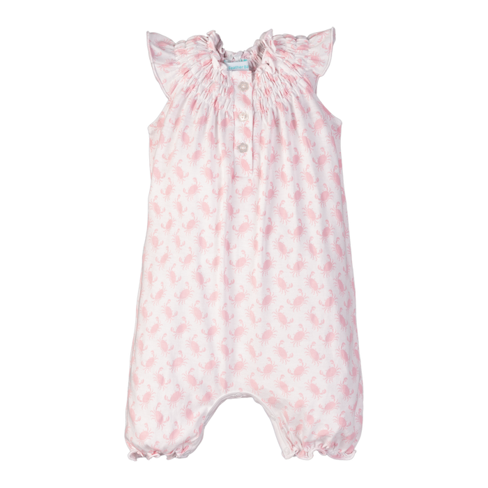 Angel Sleeve Romper - Pink Crabs