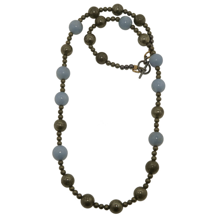 pyrite and angelite beaded necklace