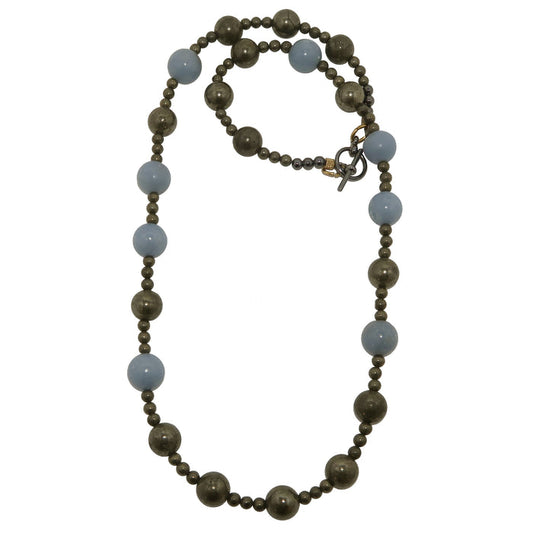 pyrite and angelite beaded necklace