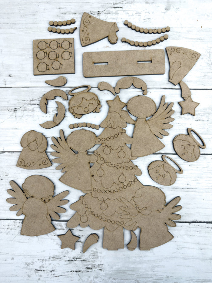 Angels Decorating Christmas Tree Shelf Sitter DIY Kit