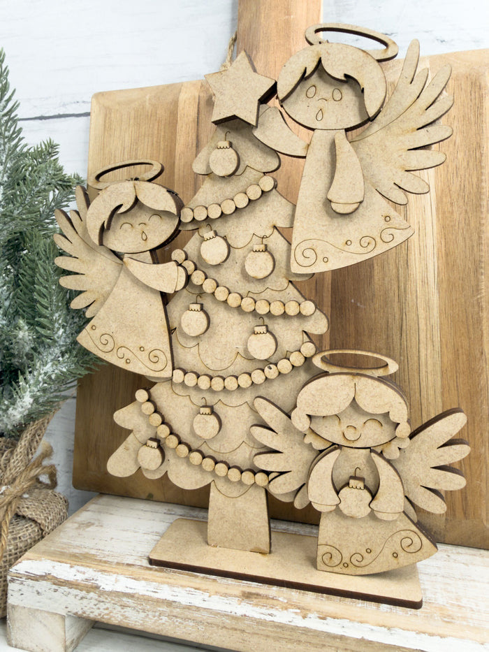 Angels Decorating Christmas Tree Shelf Sitter DIY Kit