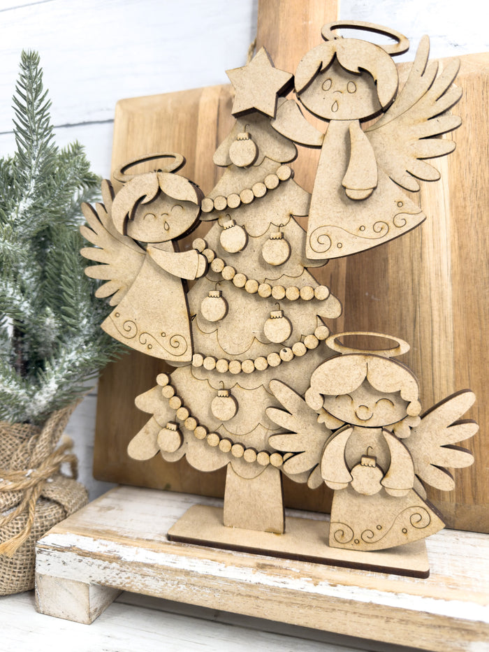 Angels Decorating Christmas Tree Shelf Sitter DIY Kit