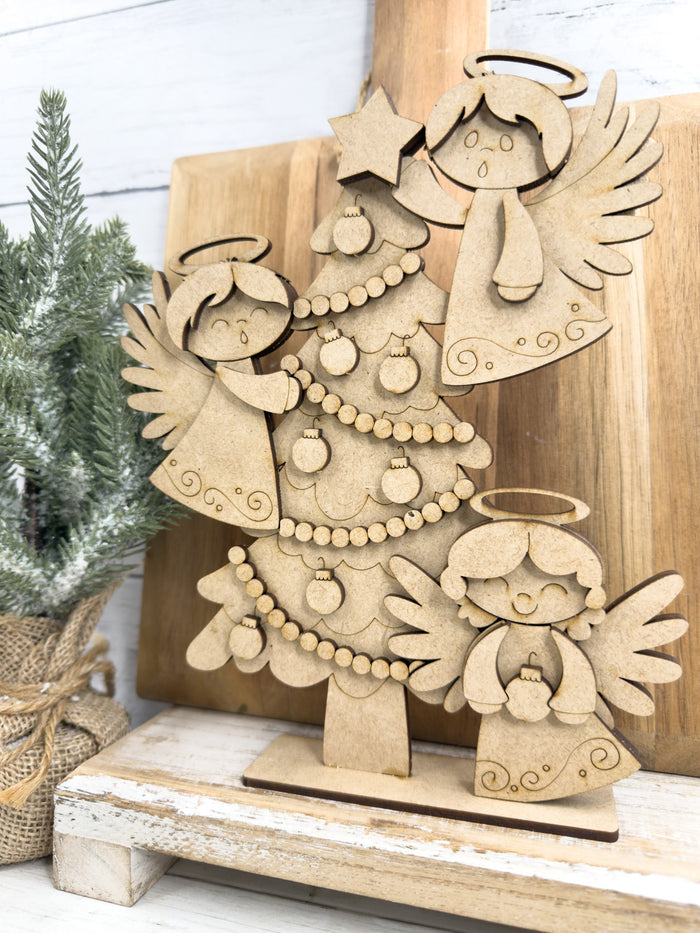 Angels Decorating Christmas Tree Shelf Sitter DIY Kit