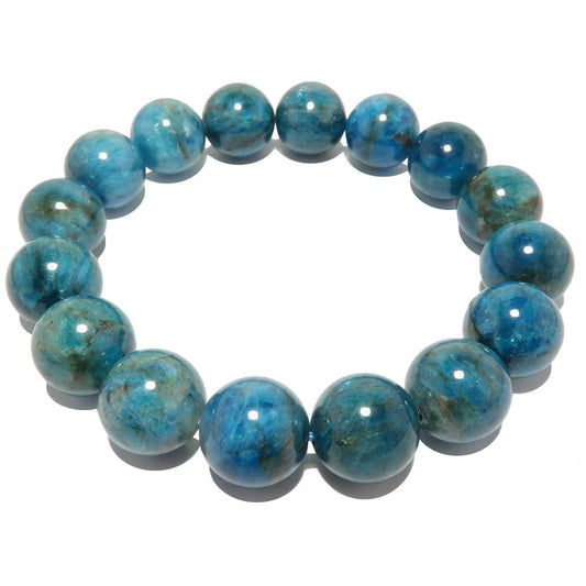 blue apatite gemstone stretch bracelet in 11-12mm beads