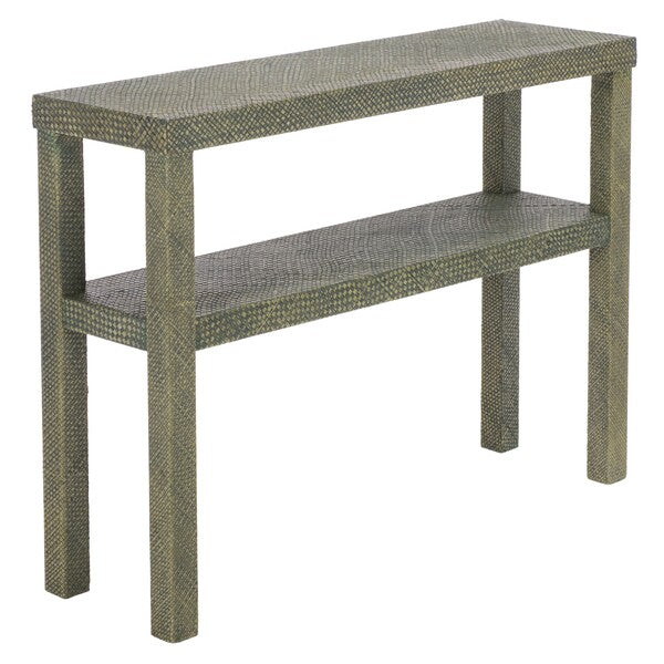 Apis Raffia Console Table in Turquoise
