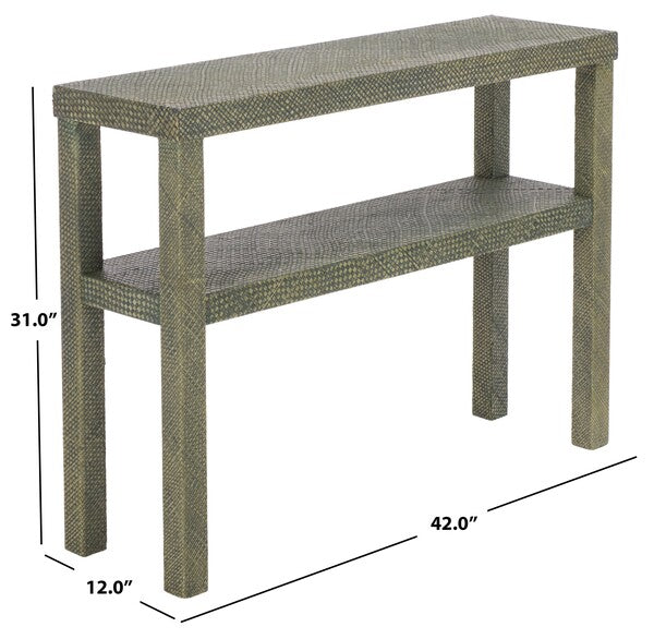 Apis Raffia Console Table in Turquoise