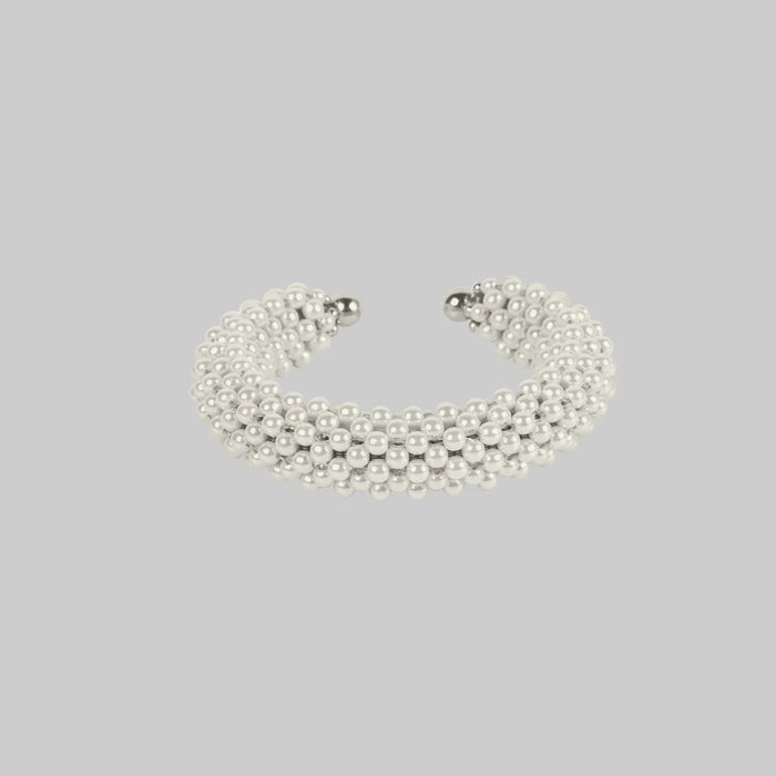 Handcrafted modular bracelet cuff from syntethic japanese pearl by object&dawn