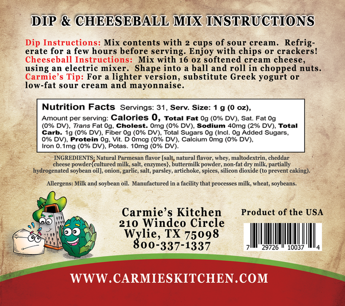 Artichoke Parmesan Dip - Premium Dips & Spreads from Carmie's Kitchen - Just $5! Shop now at Pat's Monograms