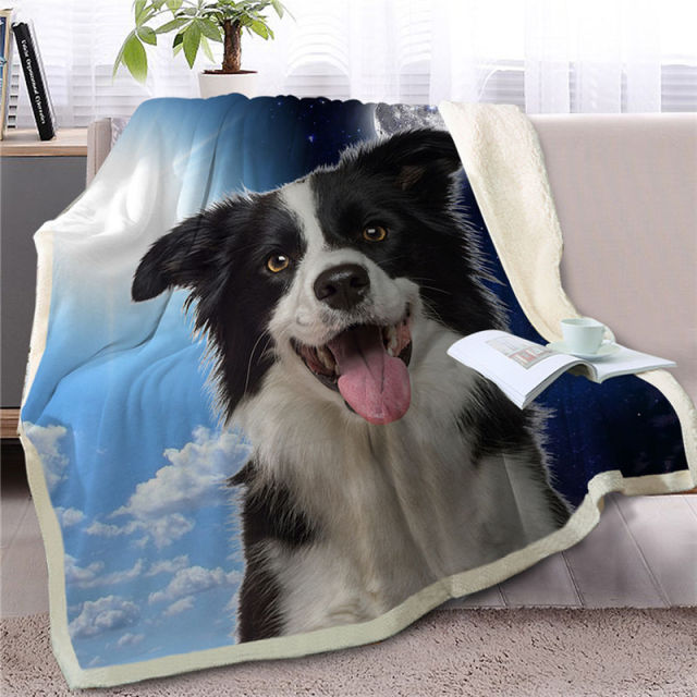 Assorted Dog Breeds Day/Night Beautiful Sherpa Throw Blankets