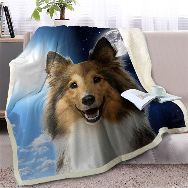 Assorted Dog Breeds Day/Night Beautiful Sherpa Throw Blankets