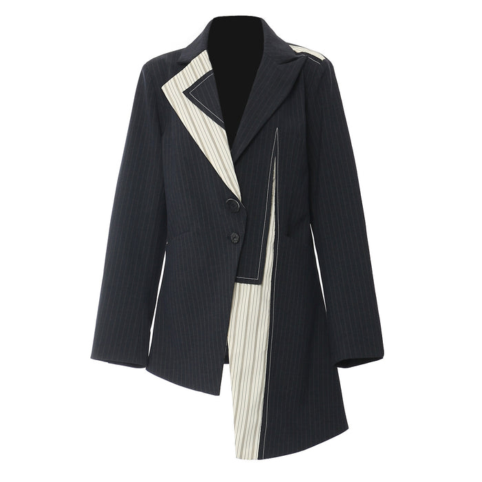 Asymmetric Pinstripe Blazer - Classy