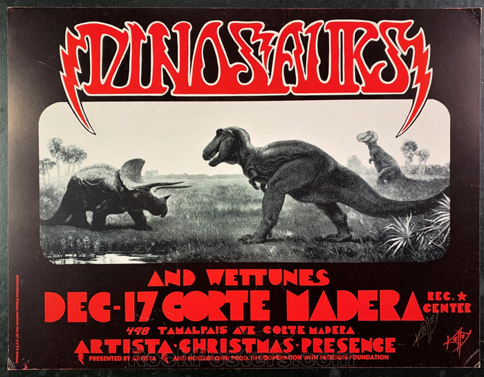 AUCTION - Alton Kelley Collection - Dinosaurs - 1983 Poster - Kelley Signed - Corte Madera -  Excellent