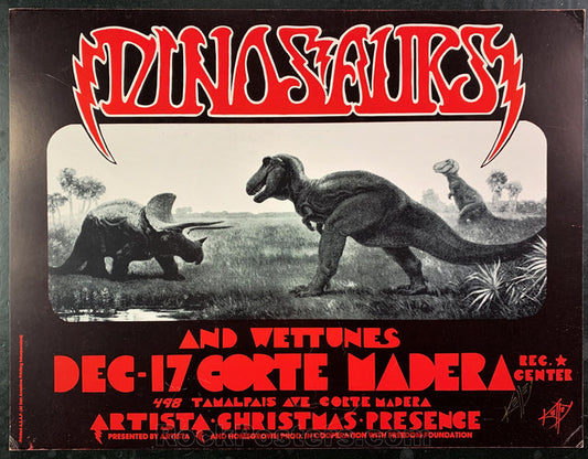 AUCTION - Alton Kelley Collection - Dinosaurs - 1983 Poster - Kelley Signed - Corte Madera -  Excellent
