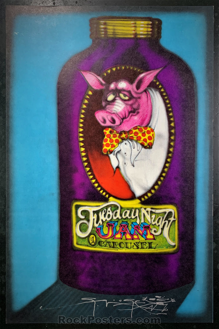AUCTION - AOR-2.170 - Tuesday Night Jam 1968 Poster - Stanley Mouse Signed - Carousel Ballroom - Near Mint Minus